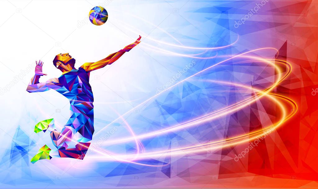 Illustration Abstract Volleyball Player Silhouette Triangle Volleyball
