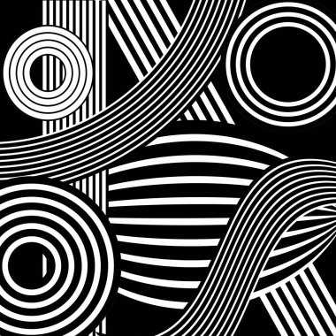 Vektör soyut kompozisyon. Çizgili siyah ve beyaz arka plan.