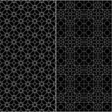 Sorunsuz arka sekizgenler siyah ve beyaz ile vektör kümesi.