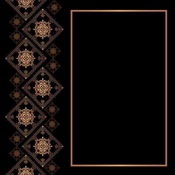 Vector luxury card template. Golden frame with space for text.