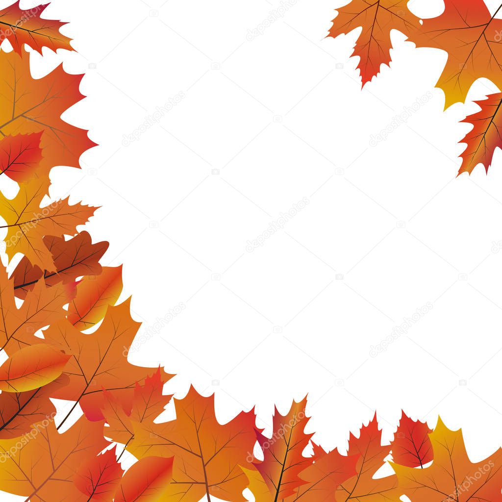 Vector card template with bright autumn leaves and space for text.