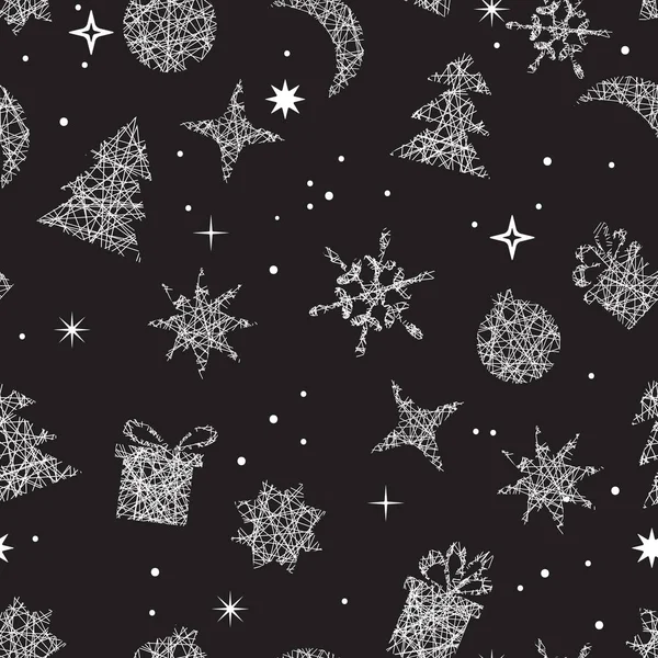 矢量无缝的圣诞节背景 黑板上的雪花 — 图库矢量图片