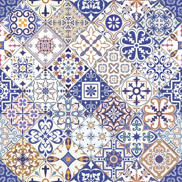 Vektör sorunsuz portuguese, İspanyol, İtalyan stili arka planda döşer. Duvar kağıdı, arka planlar, dekorasyon tasarım, seramik, sayfa dolgu ve daha fazlası için.