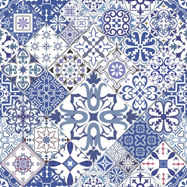 Fond Vectoriel Tuiles Sans Soudure Dans Style Portugais Motif Mosaïque — Image vectorielle