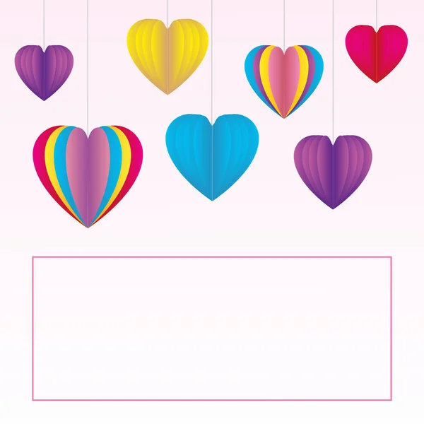 矢量卡模板与心在纸样式 情人节快乐 — 图库矢量图片
