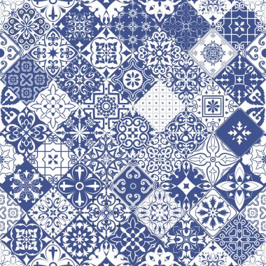 Portekiz tarzında pürüzsüz fayanslar. Flamanca, Portekizce, İspanyolca, İtalyanca seramik mozaik deseni.