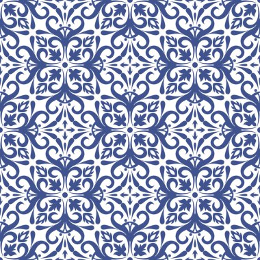 Portekiz tarzında pürüzsüz fayanslar. Flamanca, Portekizce, İspanyolca, İtalyanca seramik mozaik deseni.