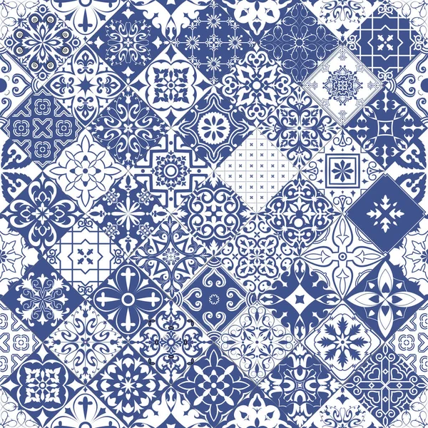 Fondo Baldosas Sin Costura Estilo Portugués Patrón Mosaico Para Cerámica — Archivo Imágenes Vectoriales