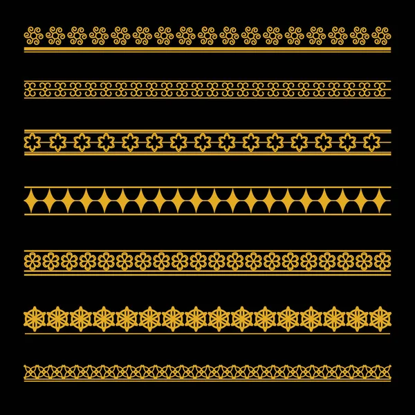 Big Vector Set Golden Borders Black Background — Stock Vector