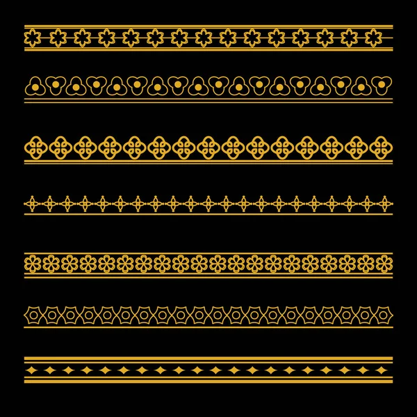 Big Vector Set Golden Borders Black Background — Stock Vector