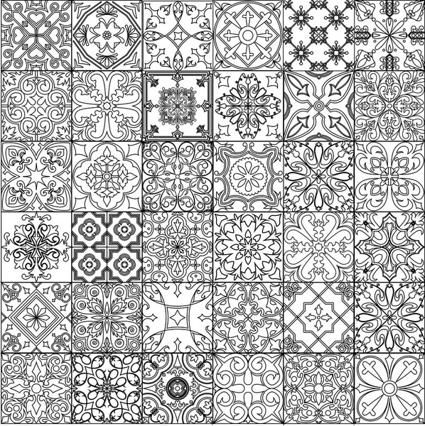 Fond Carreaux Sans Couture Dans Style Portugais Dos Fond Mosaïque — Image vectorielle