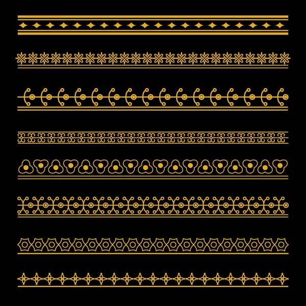 Gran Conjunto Vectorial Bordes Dorados Sobre Fondo Negro Vectores de stock libres de derechos