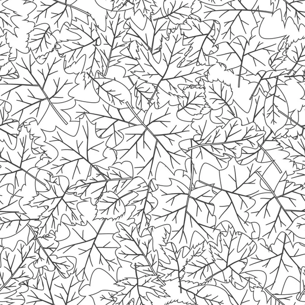 Vektor Nahtlosen Hintergrund Mit Blättern Schwarz Und Weiß — Stockvektor