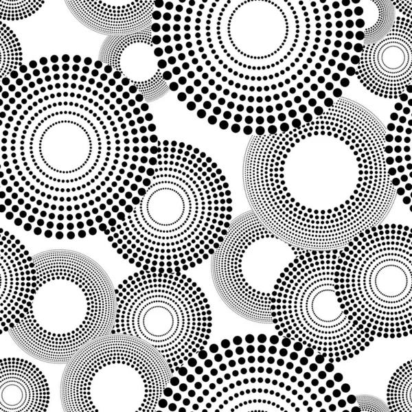 Vector Seamless Abstract Background Concentric Dotted Circles — Stock Vector