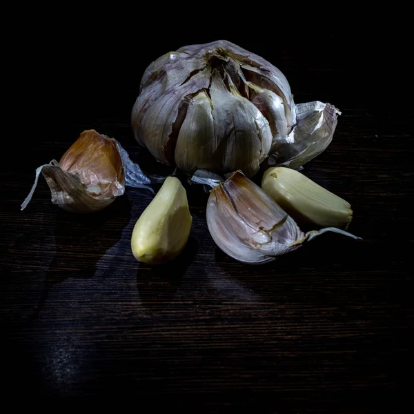 Kopf Aus Frischem Knoblauch Leichte Pinseltechnik — Stockfoto