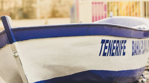 Barco Característico Con Inscripción Tenerife Para Postal — Foto de Stock