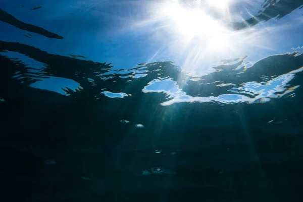 Sunbeams Underwater Water Surface — Stock Photo, Image