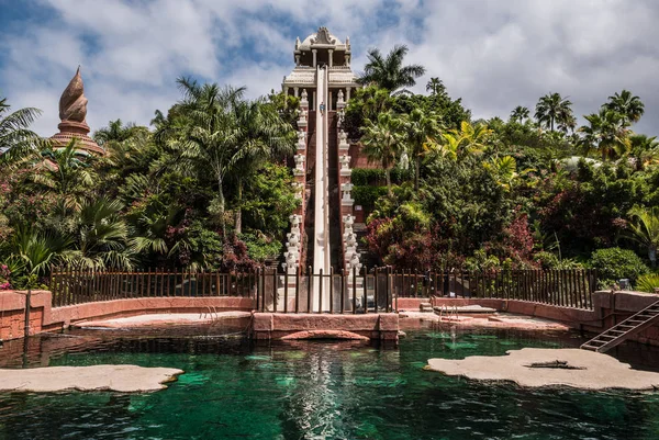 Alto Tobogán Agua Empinado Parque Acuático Tenerife — Foto de Stock