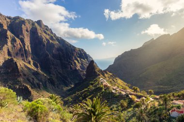 Masca Köyü, en ünlü turistik Tenerife, İspanya.