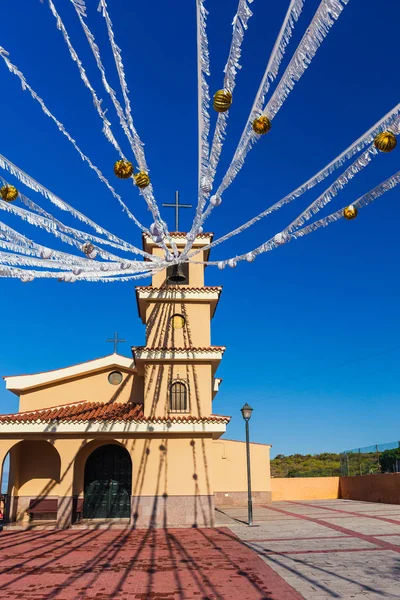 Paper Line Garlands Decorated Catholic Church Tenerife Spain — Stock Photo, Image