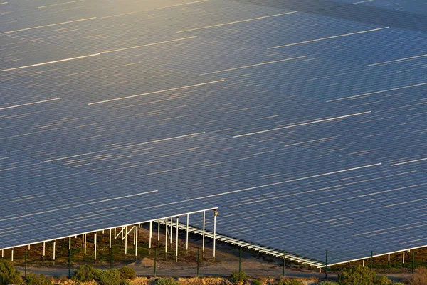 Grupp Solenergi Och Solceller Paneler För Produktion Elkraft — Stockfoto