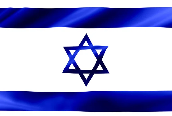 挥舞着以色列国旗的是丝绸闪亮的材料 — 图库照片