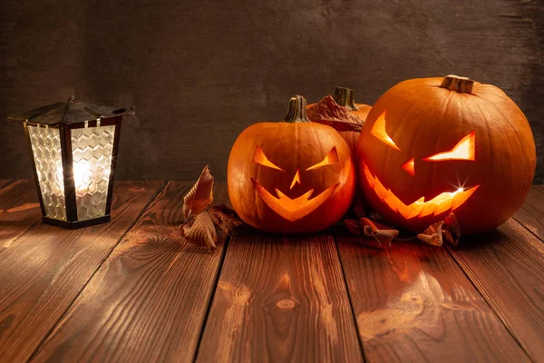 Laranja Esculpida Abóboras Halloween — Fotografia de Stock