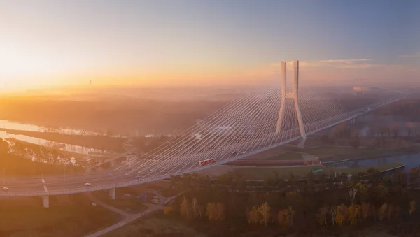 Muhteşem Görünümden Dron Redzinski Köprüsü Nde Wroclaw Polonya — Stok fotoğraf