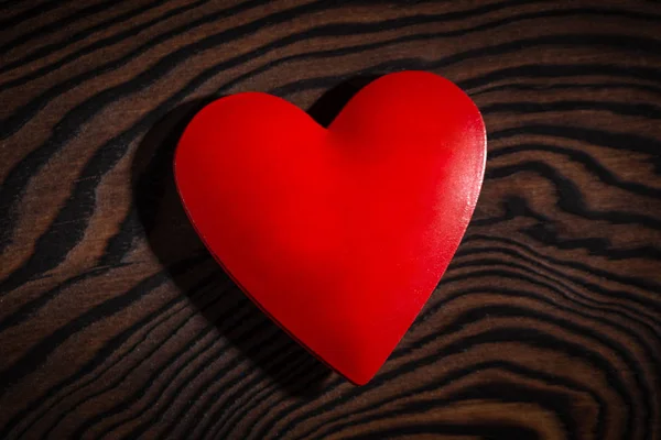 Aftelkalender Voor Valentijnsdag Rode Hart Houten Tafel — Stockfoto