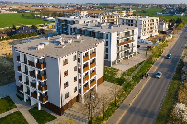 Mehrfamilienhaus Bau Luftaufnahme — Stockfoto