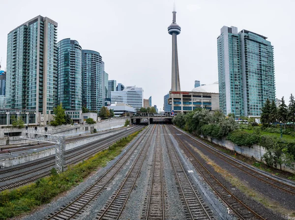 Trilhas Trem Centro Toronto — Fotografia de Stock