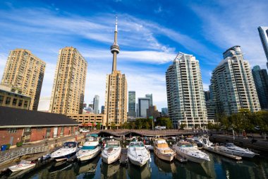 Limandan Toronto manzarası. güneş ışığı.