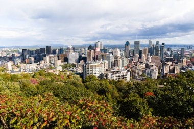 Montreal, Kanada 'nın panoramik manzarası. Mont Royal 'den..