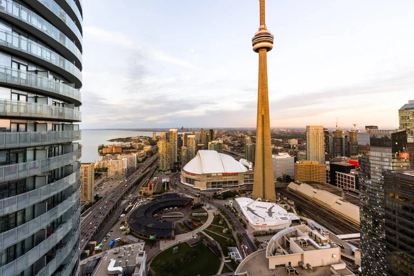 Pôr Sol Toronto Torre — Fotografia de Stock