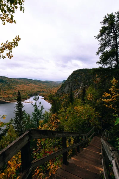 Vista Outono Sagenay Quebec Canadá Trilha Caminhada — Fotografia de Stock