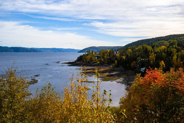 Costa Rio Saguenay Outono Quebec Canadá Hora Manhã — Fotografia de Stock