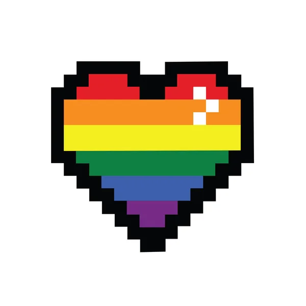 Vektör gökkuşağı 8 bit piksel sanat stil kalp. LGBT topluluk sembolü. Eşcinsel gurur kavramı