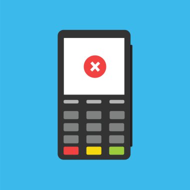 Flat design of POS terminal. Declined Payment. Vector illustration. clipart