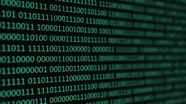 Données binaires numériques vertes à l'écran de l'ordinateur. Animation abstraite en boucle transparente. 4k 