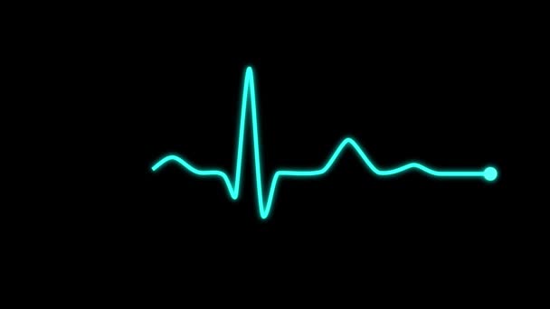 Ekg Line Animation Blue Incandescente Monitor Ecg Mostra Battito Cardiaco — Video Stock