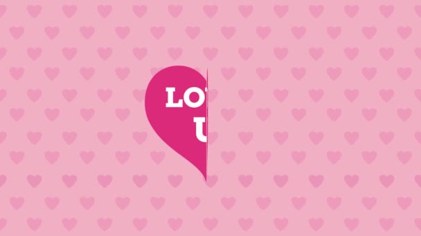 Love You Heart Get Shot Cupid Arrows Animation Hearts Pattern — Vídeos de Stock