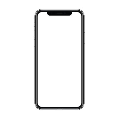 Siyah ince smartphone X boş ekran beyaz bir arka plan üzerinde izole ile yeni sürümü. Gerçekçi vektör çizim Eps 10