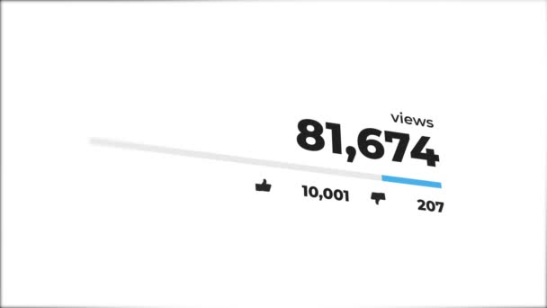 Close Video Views Counter Quickly Increasing Million Views Video Likes — Stock Video