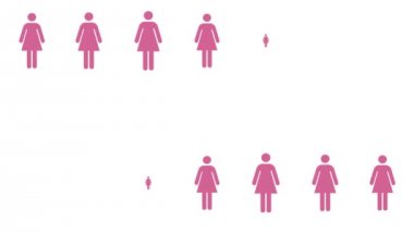 Sosyal medya kadın infographics. Pembe kadın simgesi animasyon. 4k 2d render görüntüleri, sorunsuz döngü