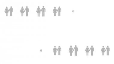 Eşcinsel çift infografik düz çiftler ile çevrili. Mavi gay çift simge animasyon. 4k 2d render görüntüleri, sorunsuz döngü