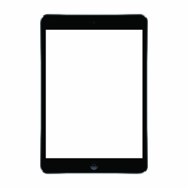 Vektör mockup trendy 10,5 inç siyah tablet üzerinde şeffaf arka plan izole. Boş ekran.