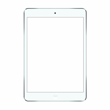 Vektör mockup trendy 10,5 inç beyaz tablet üzerinde şeffaf arka plan izole. Boş ekran.