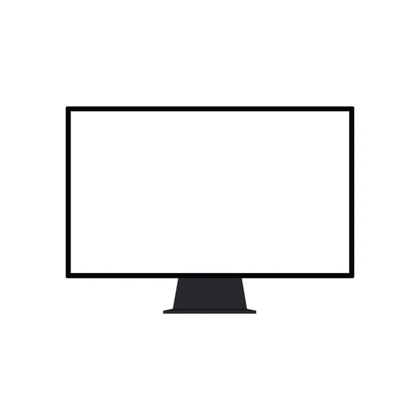 Moderno monitor de ordenador negro con pantalla en blanco sobre un fondo transparente. Ilustración vectorial burlona . — Archivo Imágenes Vectoriales