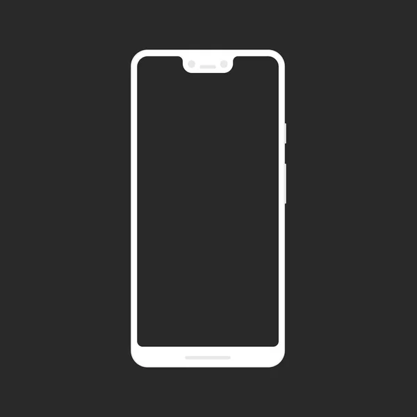 Platte stijl mock-up van een trendy XL witte smartphone of camera telefoon met leeg scherm geïsoleerd op transparante achtergrond. Vector Eps10 — Stockvector