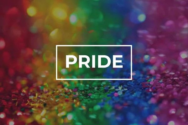 Renkli Gökkuşağı Arka Plan Üzerinde Lgbt Pride Sign. İnsan Hakları Kavramı.